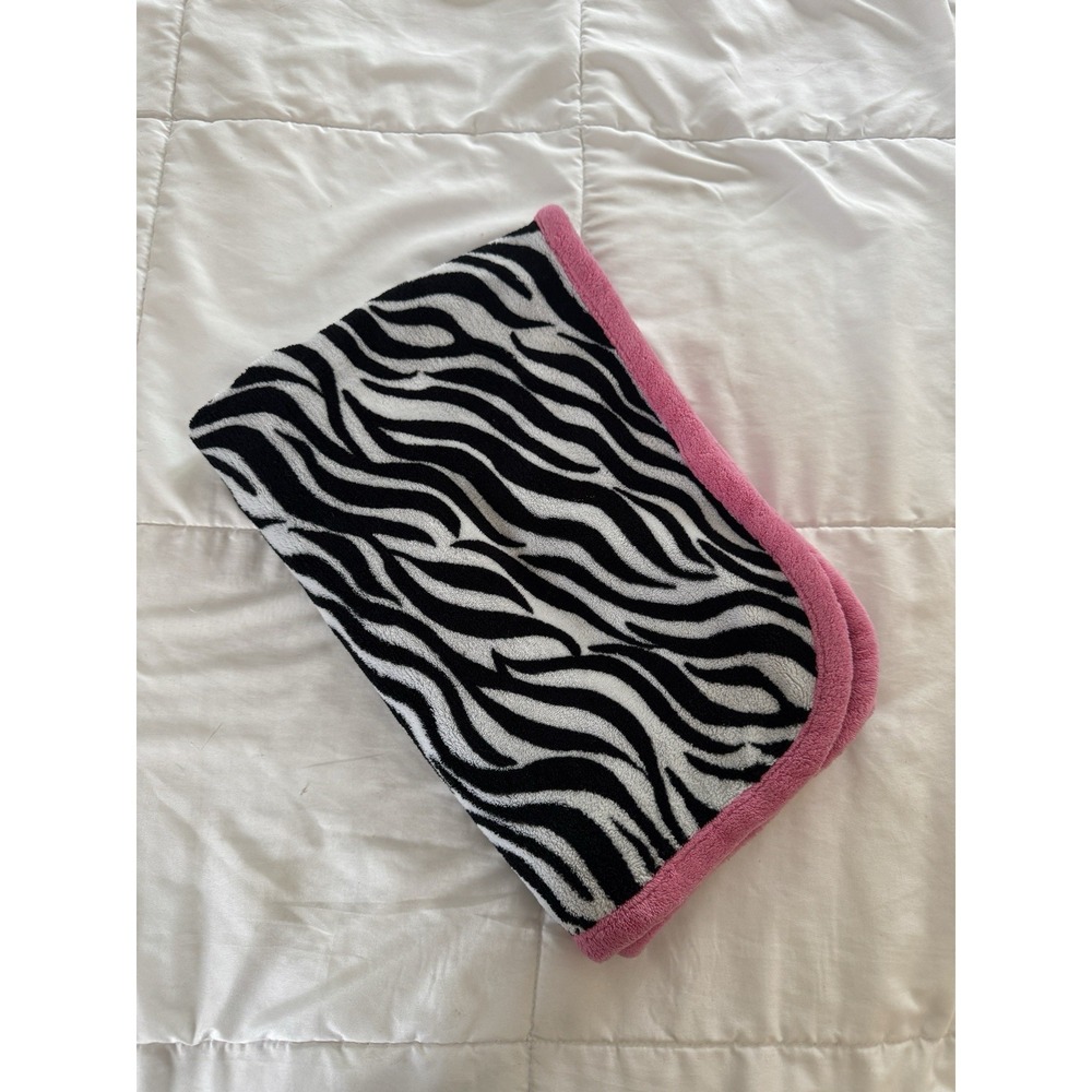 Garanimals Baby Blanket Zebra Print White Black Pink Trim Walmart Safari Rare